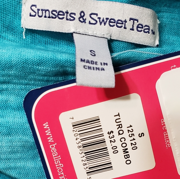 Turquoise flamingo top 3/4 sleeves S NWT - Picture 4 of 4